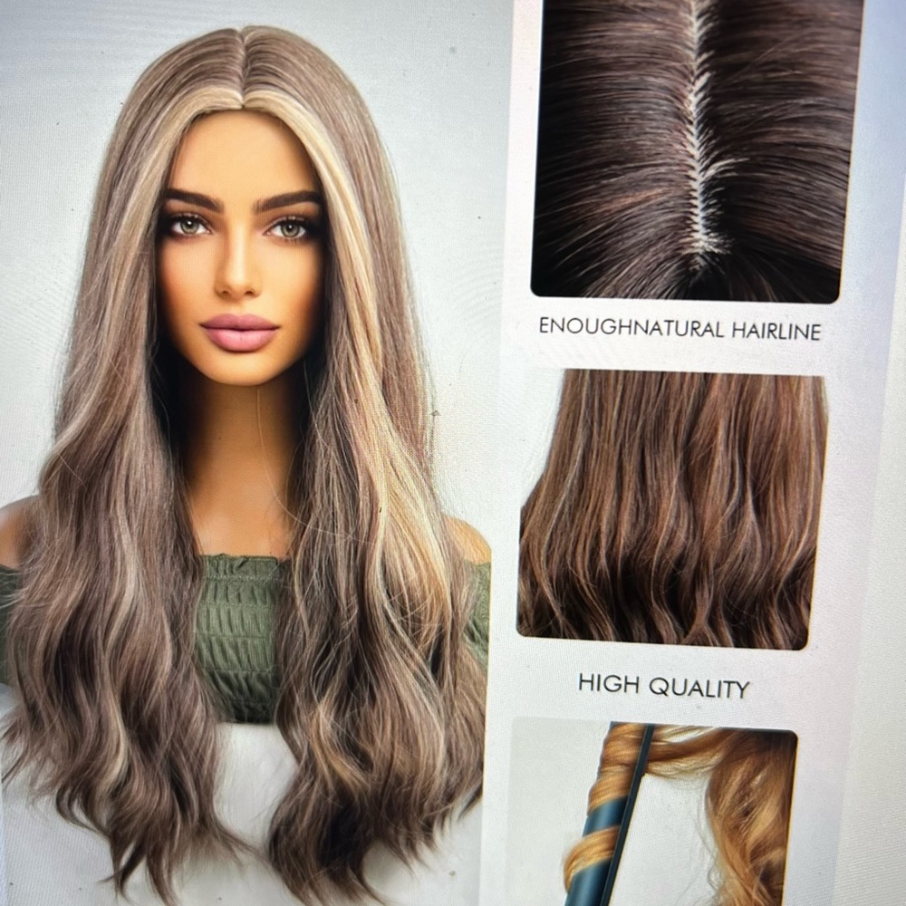 Long Curly Synthetic Wig in Ash blonde/Light Ash Brown/Never out of box